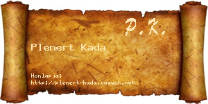Plenert Kada névjegykártya
